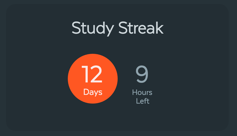 Here’s what the study streak looks like.